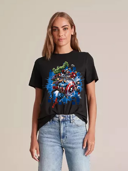 Women's Casual The Avengers Printed Round Neck Short Sleeve T-Shirt