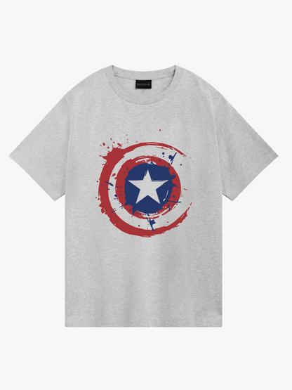 Women's Casual Captain America Printed Round Neck Short Sleeve T-Shirt