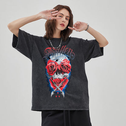 Unisex Vintage Solid Wash T-Shirts 2305104087