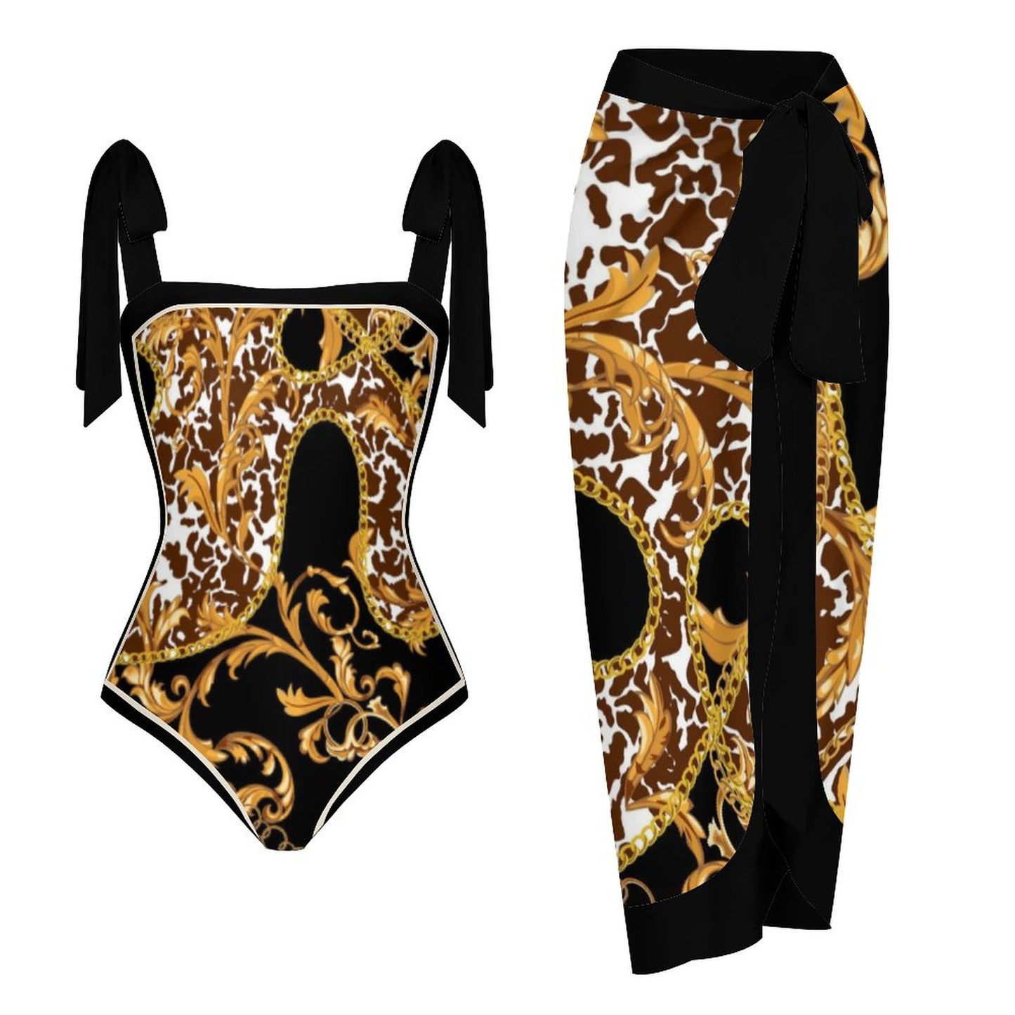 Fashion Printed One Piece Swimsuit And Cover Up 2305105920