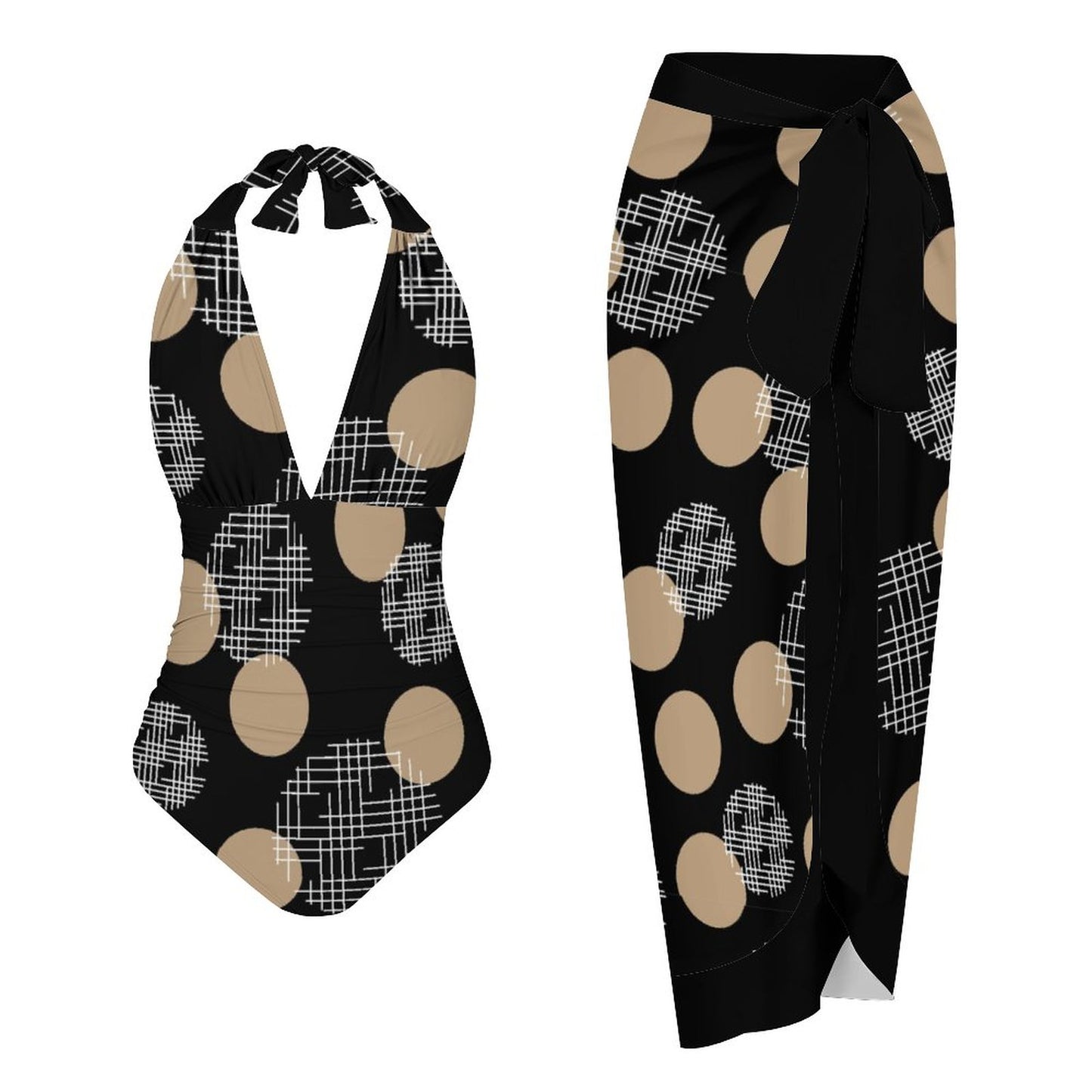 Casual Printed One Piece Swimsuit And Cover Up 2306103129