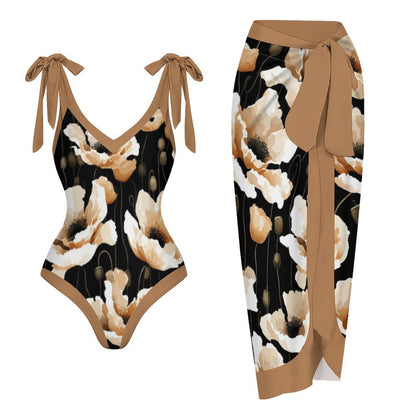 Casual Printed One-Piece Swimsuit And Cover Up 2305102672