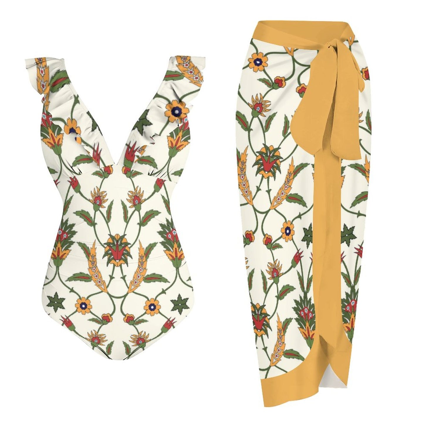 Casual Printed One Piece Swimsuit And Cover Up 2306101817