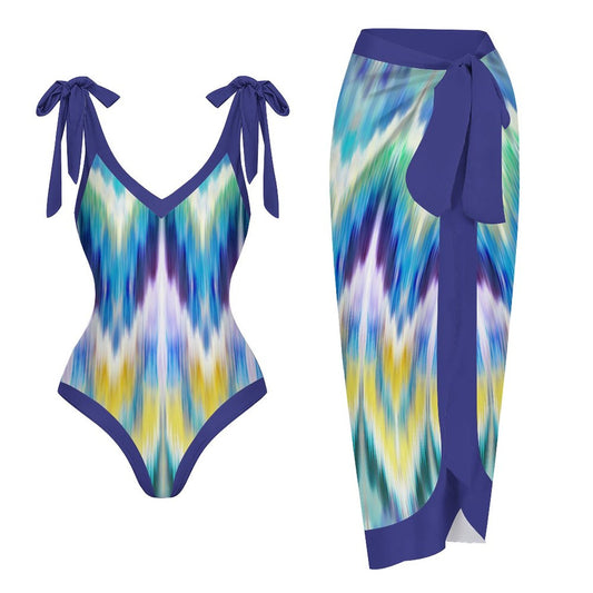 Casual Printed One-Piece Swimsuit And Cover Up 2305104147