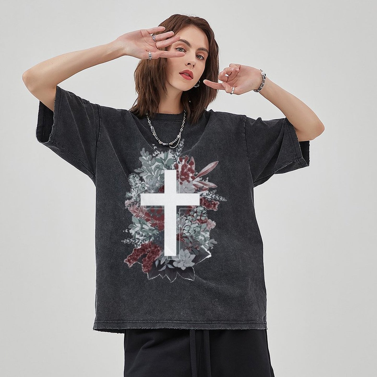 Unisex Vintage Solid Wash T-Shirts 2305103951
