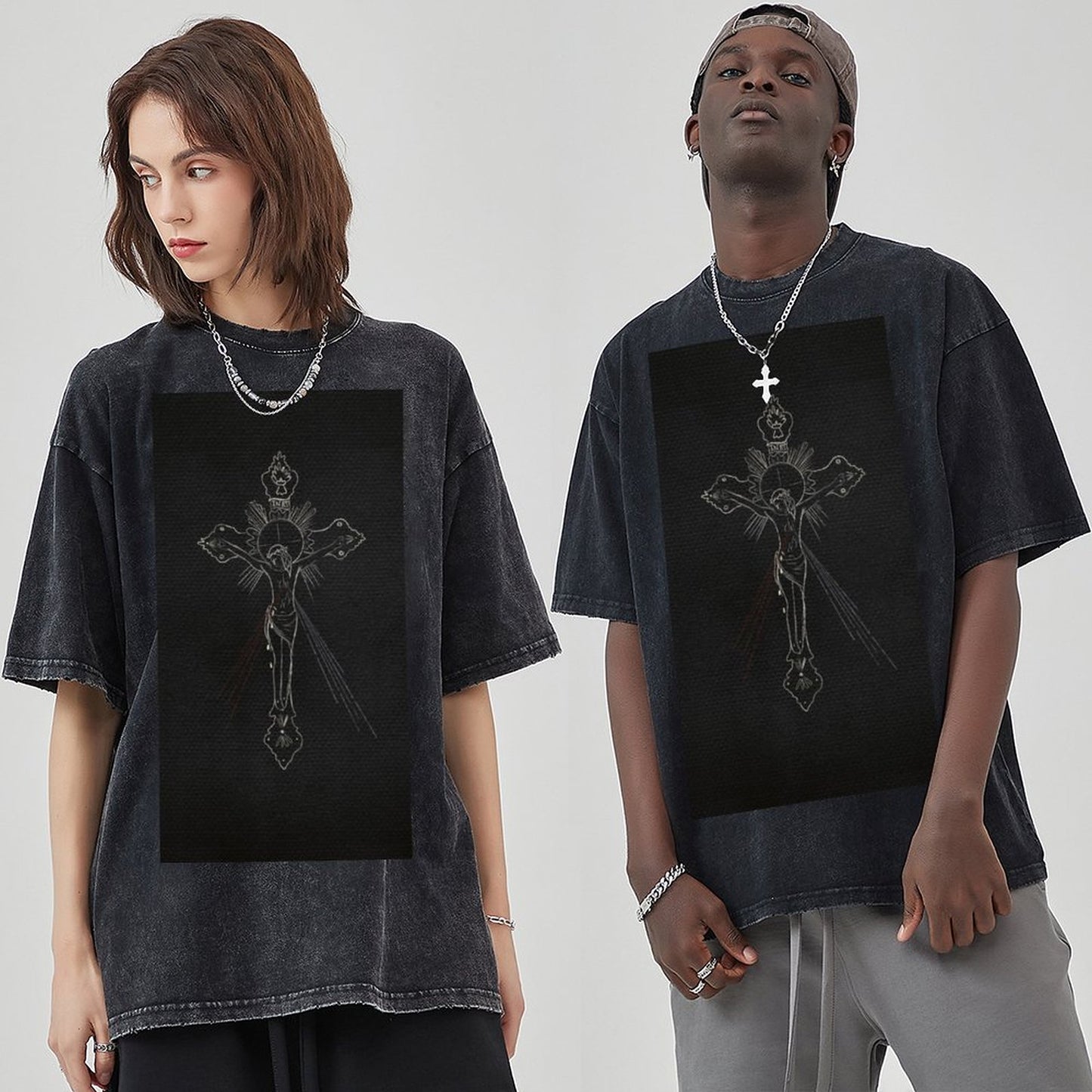 Unisex Vintage Solid Wash T-Shirts 2305103960