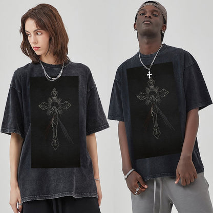 Unisex Vintage Solid Wash T-Shirts 2305103960