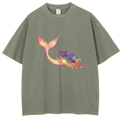 Mens Cotton Wash Solid T-Shirts Oversized Unisex Short Sleeve Streetwear Rap Hip Hop Basic Tee Tops