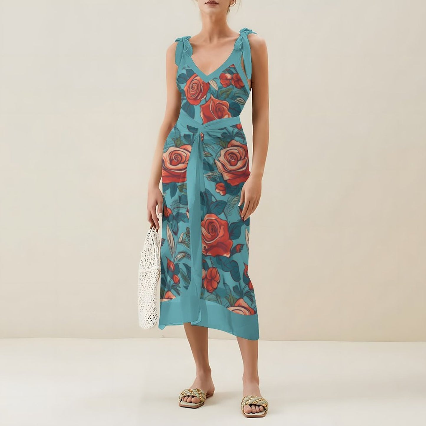 Casual Printed One-Piece Swimsuit And Cover Up 2305102475