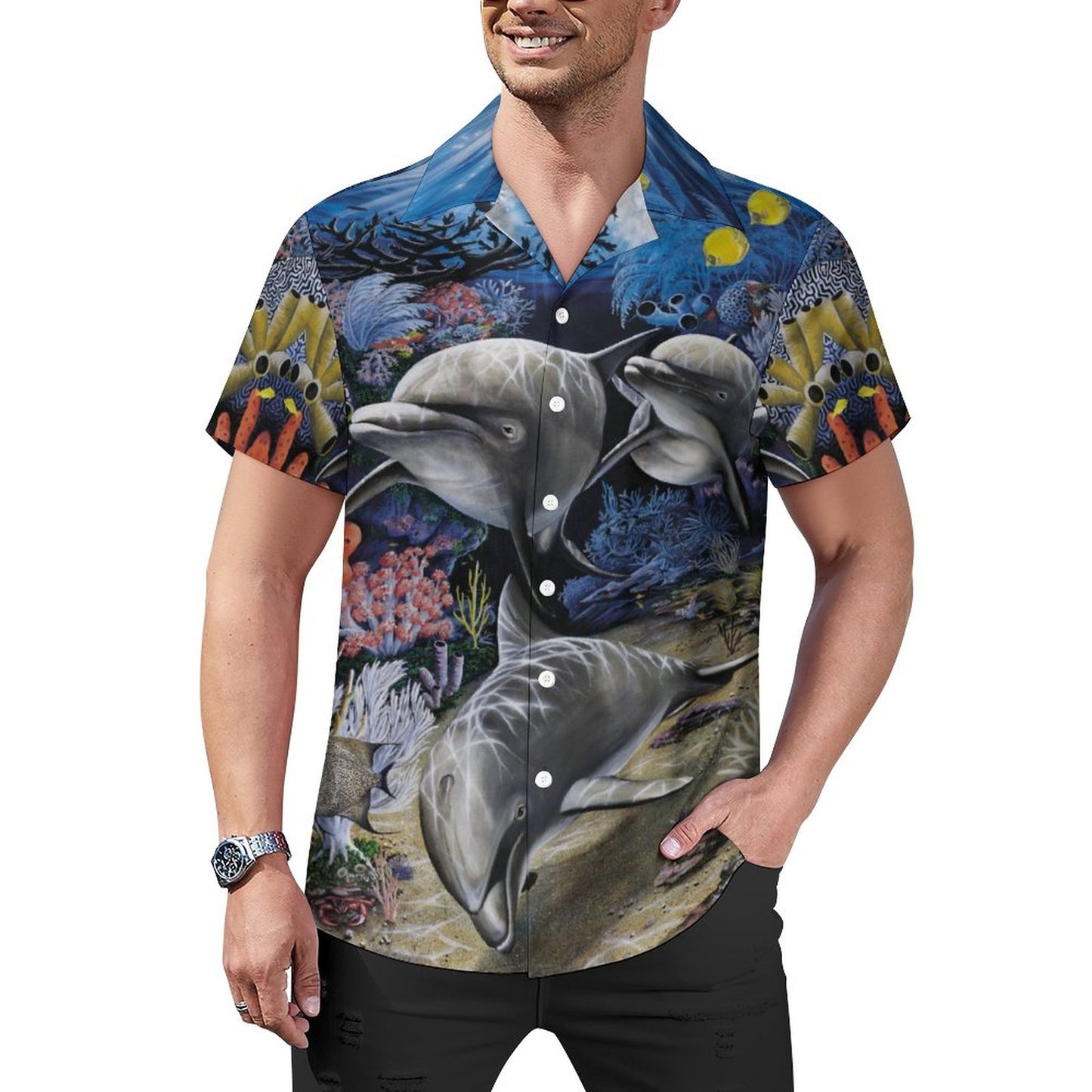 Men Hawaiian Casual Short Sleeve Shirt 2305106246
