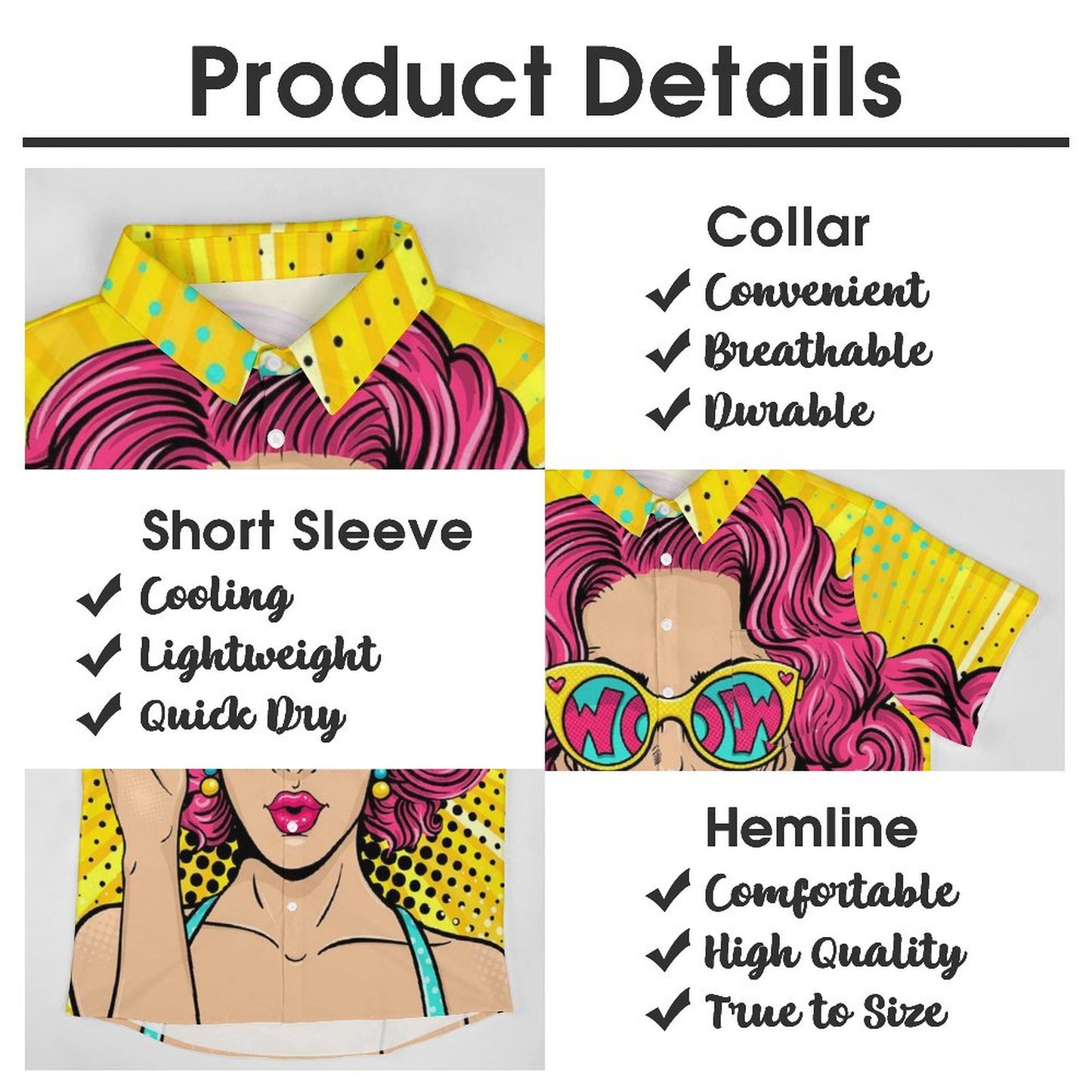 Men's Hawaiian Pinup Girl Print Casual Short Sleeve Shirt 2306102362