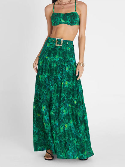 Feather Print One Piece And Cover Up