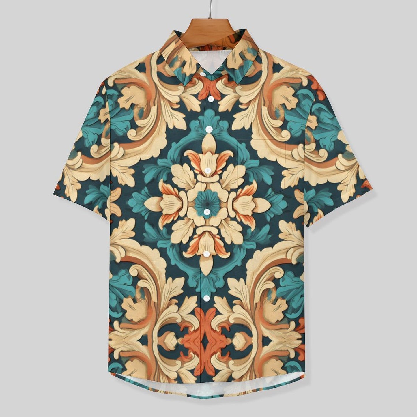 Men's Vintage Print Vacation Hawaiian Shirt 2306104043