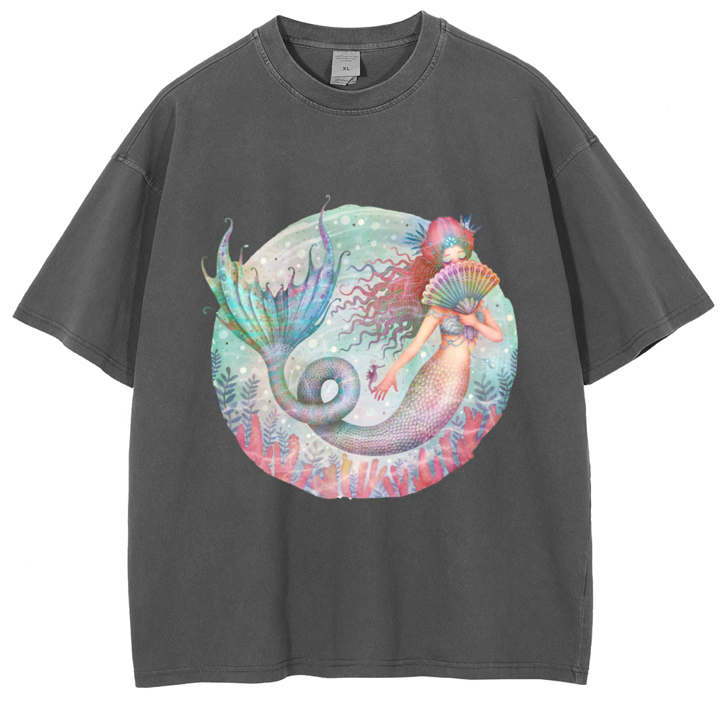 Mens Cotton Wash Solid T-Shirts Oversized Unisex Short Sleeve Streetwear Rap Hip Hop Basic Tee Tops
