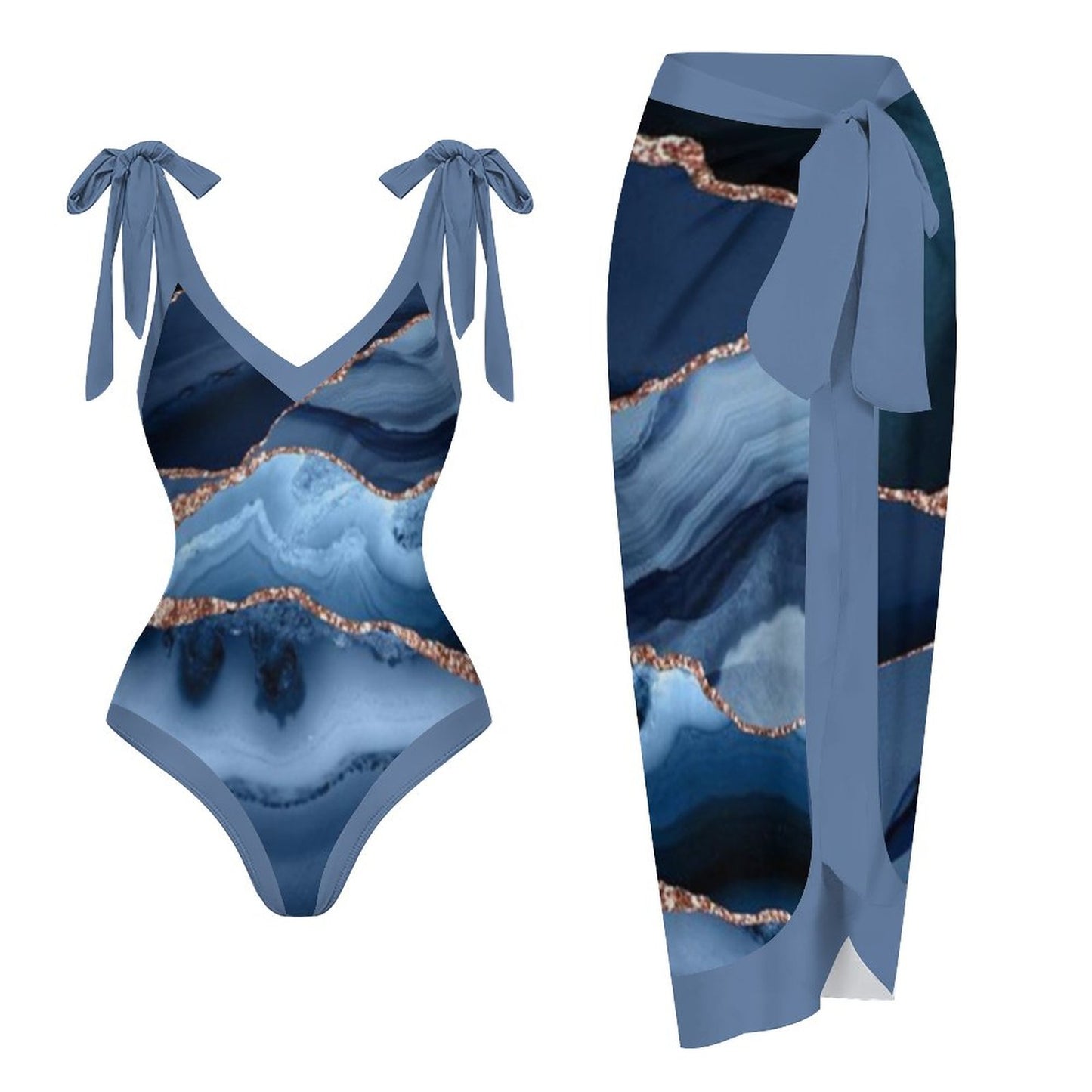 Casual Printed One-Piece Swimsuit And Cover Up 2305102701
