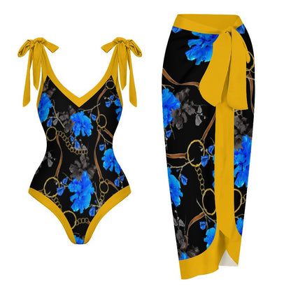 Casual Printed One-Piece Swimsuit And Cover Up 2305102694