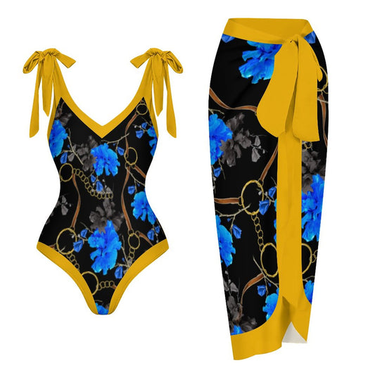 Casual Printed One-Piece Swimsuit And Cover Up 2305102694