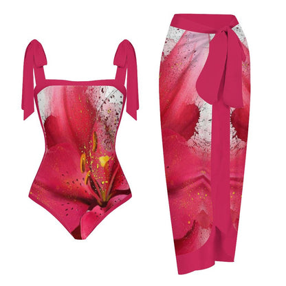 Fashion Printed One Piece Swimsuit And Cover Up 2306103191