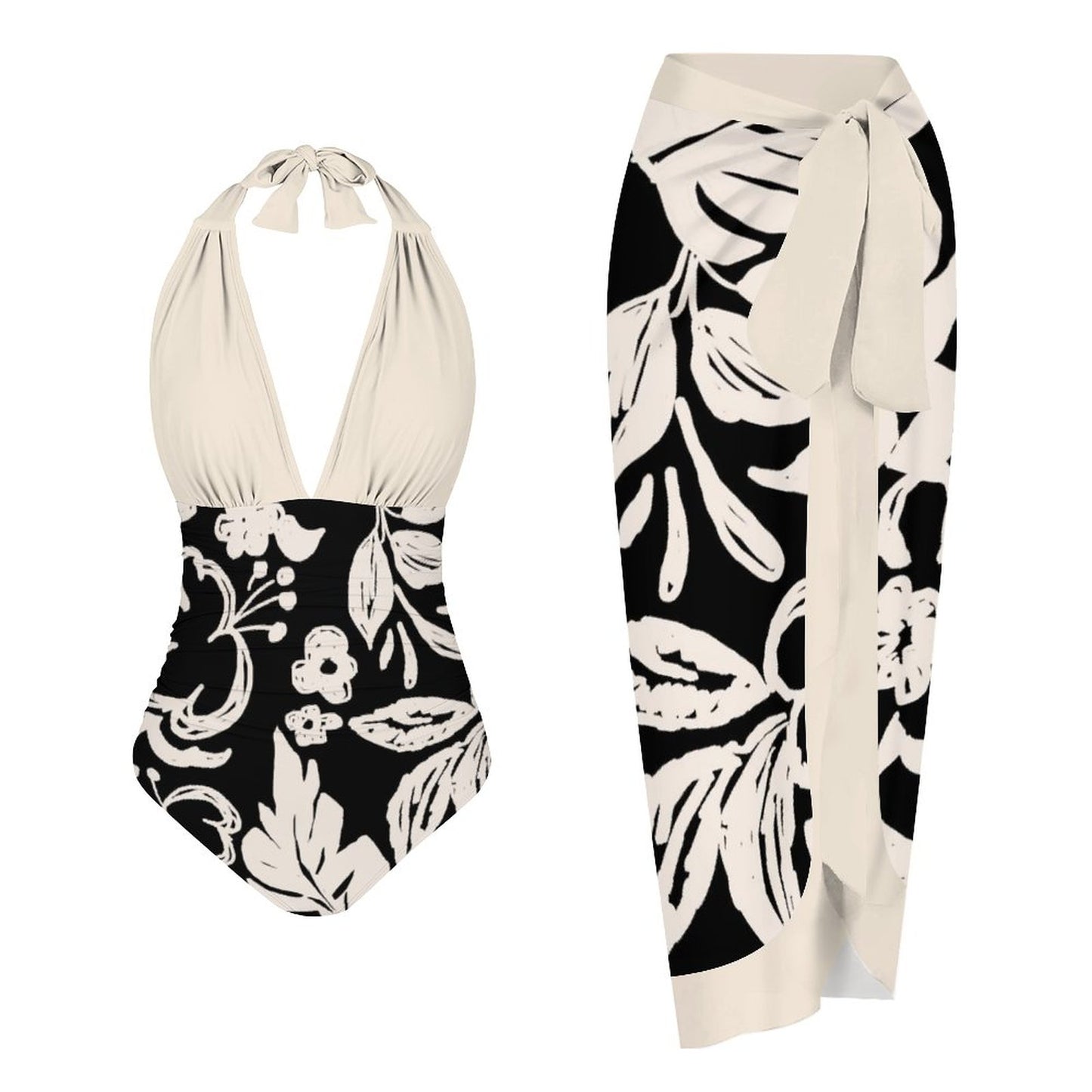 Casual Printed One Piece Swimsuit And Cover Up 2306102172