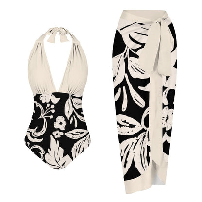 Casual Printed One Piece Swimsuit And Cover Up 2306102172