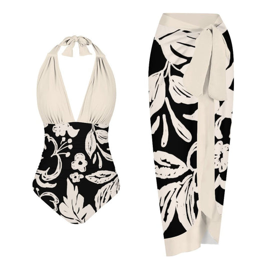 Casual Printed One Piece Swimsuit And Cover Up 2306102172