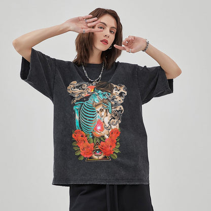 Unisex Vintage Solid Wash T-Shirts 2305104075