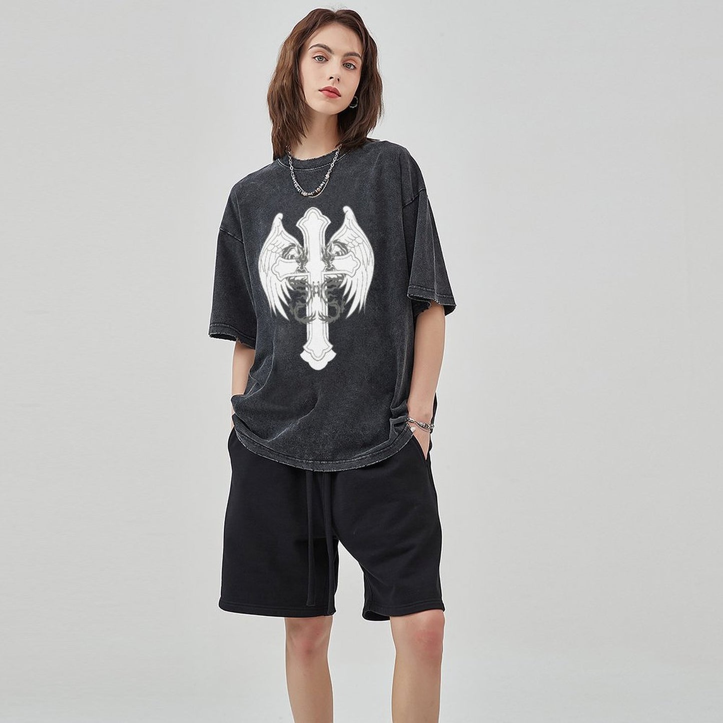 Unisex Vintage Solid Wash T-Shirts 2305102836