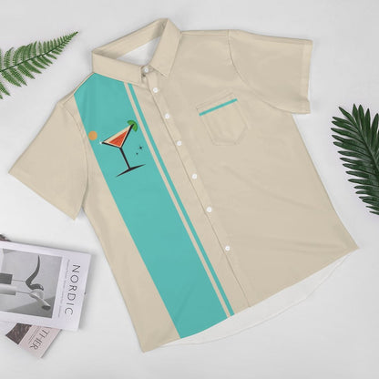 Men's Hawaiian Cocktail Print Resort Shirt 2306101926