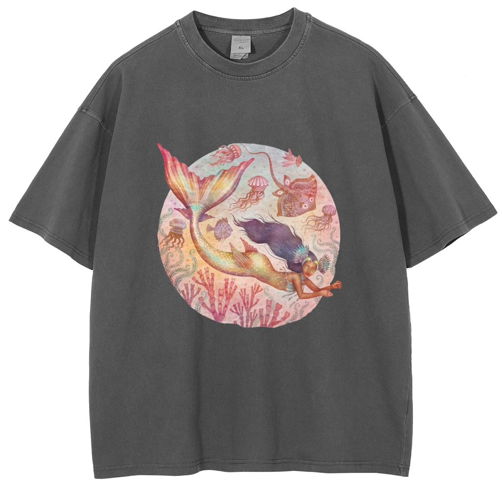 Mens Cotton Wash Solid T-Shirts Oversized Unisex Short Sleeve Streetwear Rap Hip Hop Basic Tee Tops