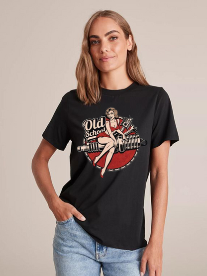 Unisex Round Neck Casual Printed Short Sleeve T-Shirt