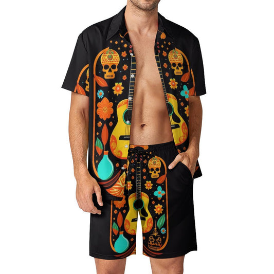Men's Hawaiian Print Beach Two-Piece Suit 2305102307
