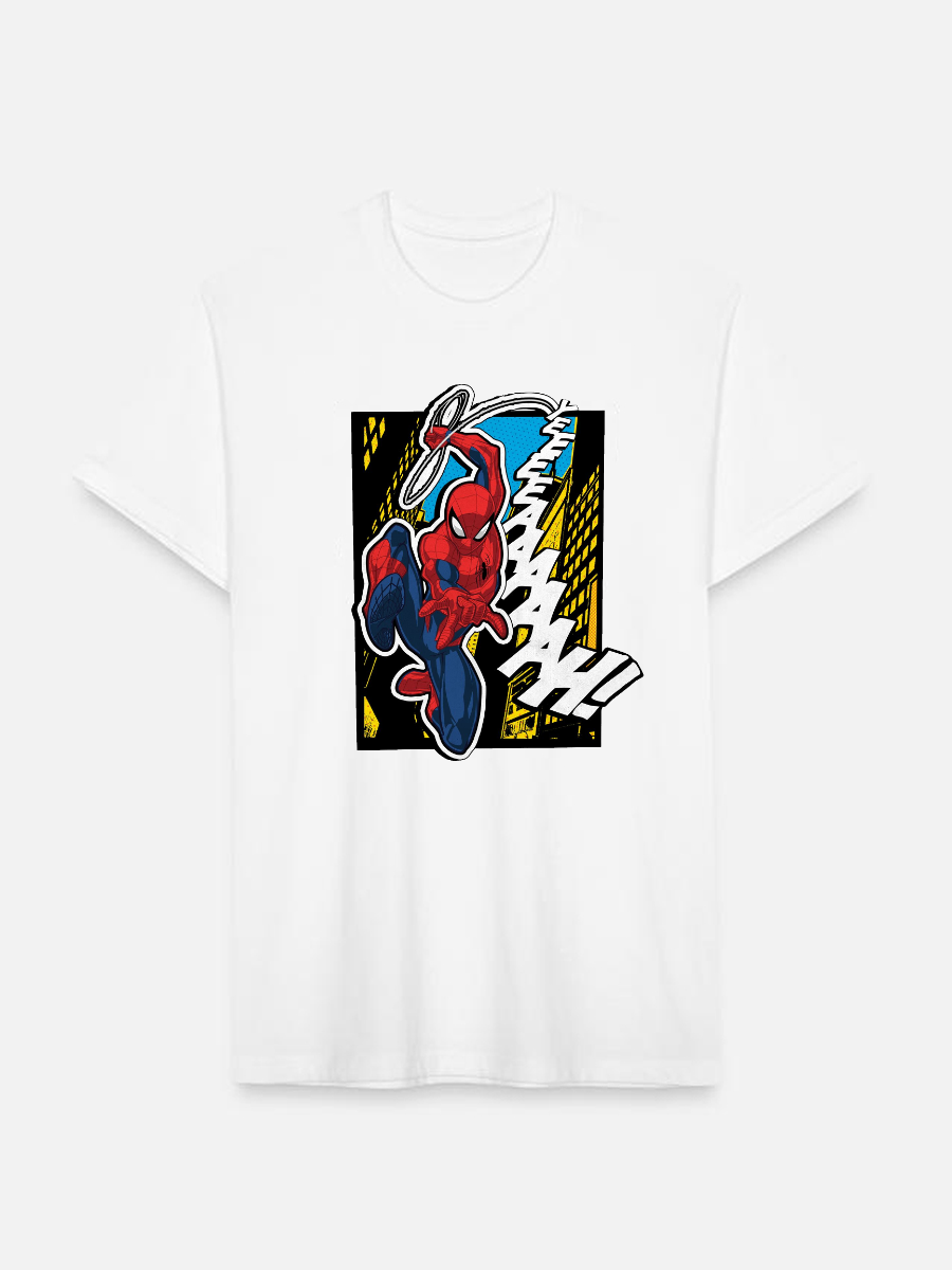 Men's Casual Spiderman Printed Round Neck Short Sleeve T-Shirt