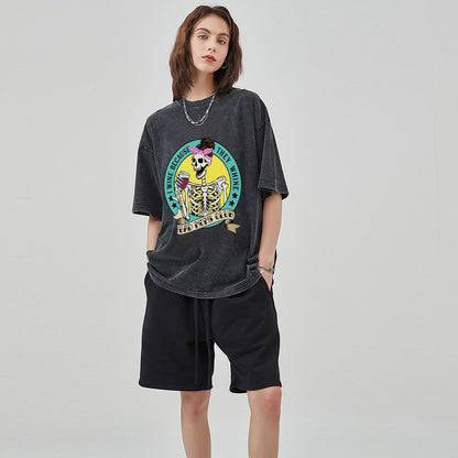 Unisex Vintage Solid Wash T-Shirts 2305104099