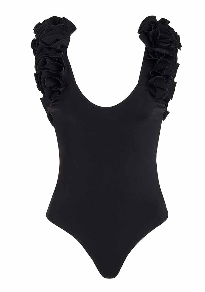 Ruffled Solid One-Piece Swimsuit