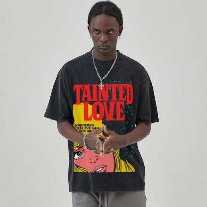 Tainted Love Unisex Vintage Solid Wash Denim T-Shirts