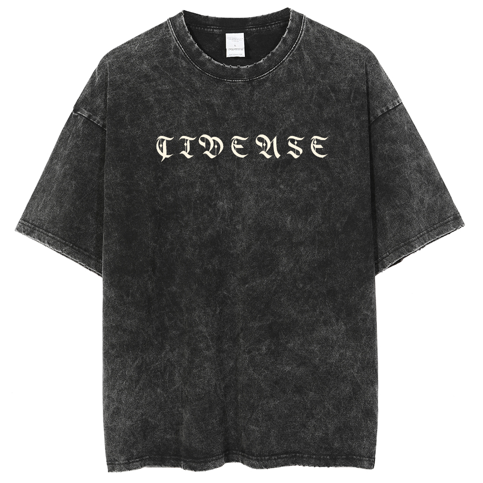 Mens Cotton Wash Solid T-Shirts Oversized Unisex Short Sleeve Streetwear Rap Hip Hop Basic Tee Tops