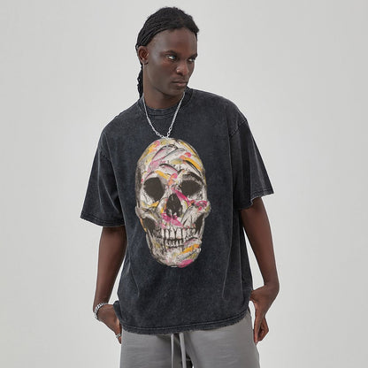 Mens Cotton Wash Solid T-Shirts Oversized Unisex Short Sleeve Streetwear Rap Hip Hop Basic Tee Tops 2305101610