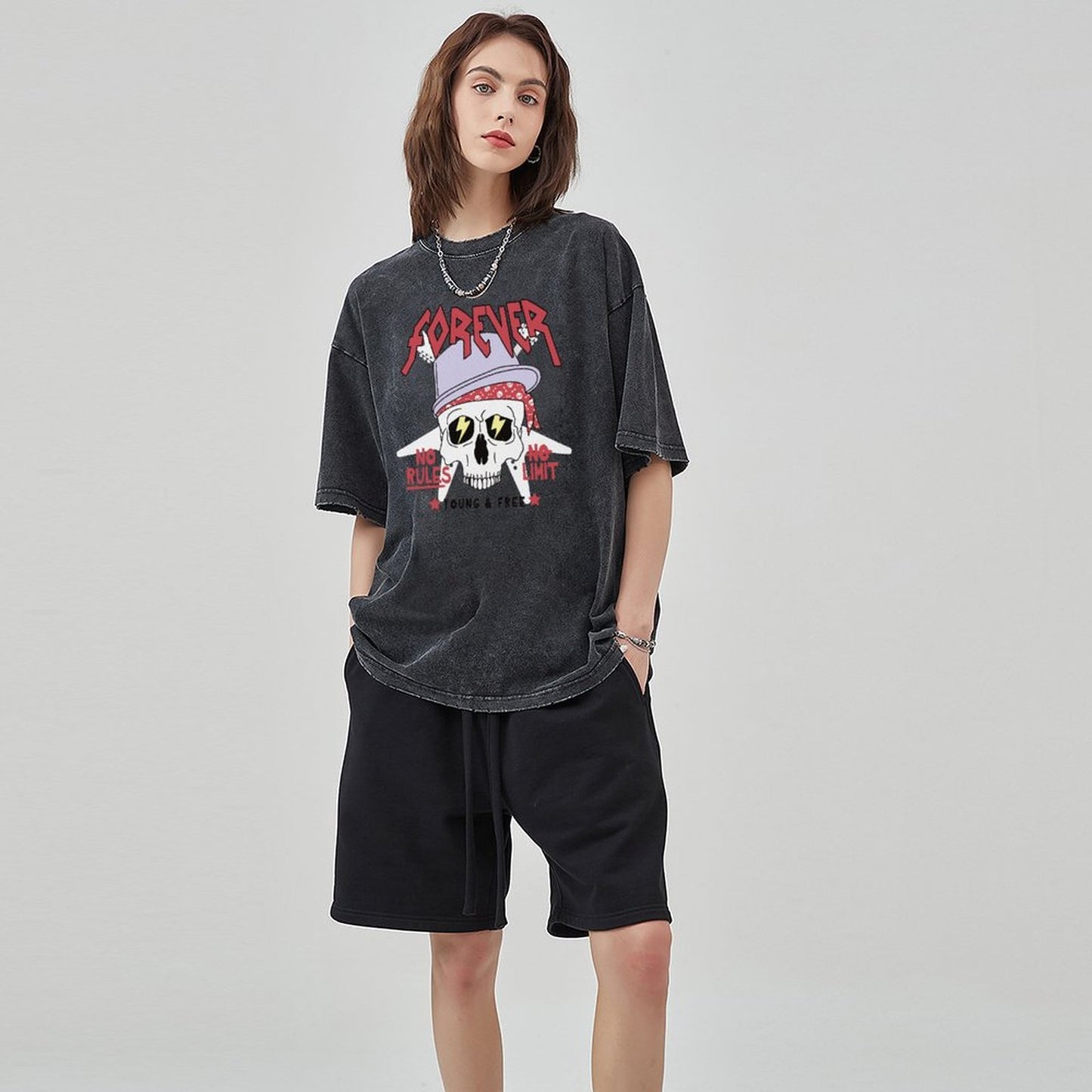 Unisex Vintage Solid Wash T-Shirts 2305102636