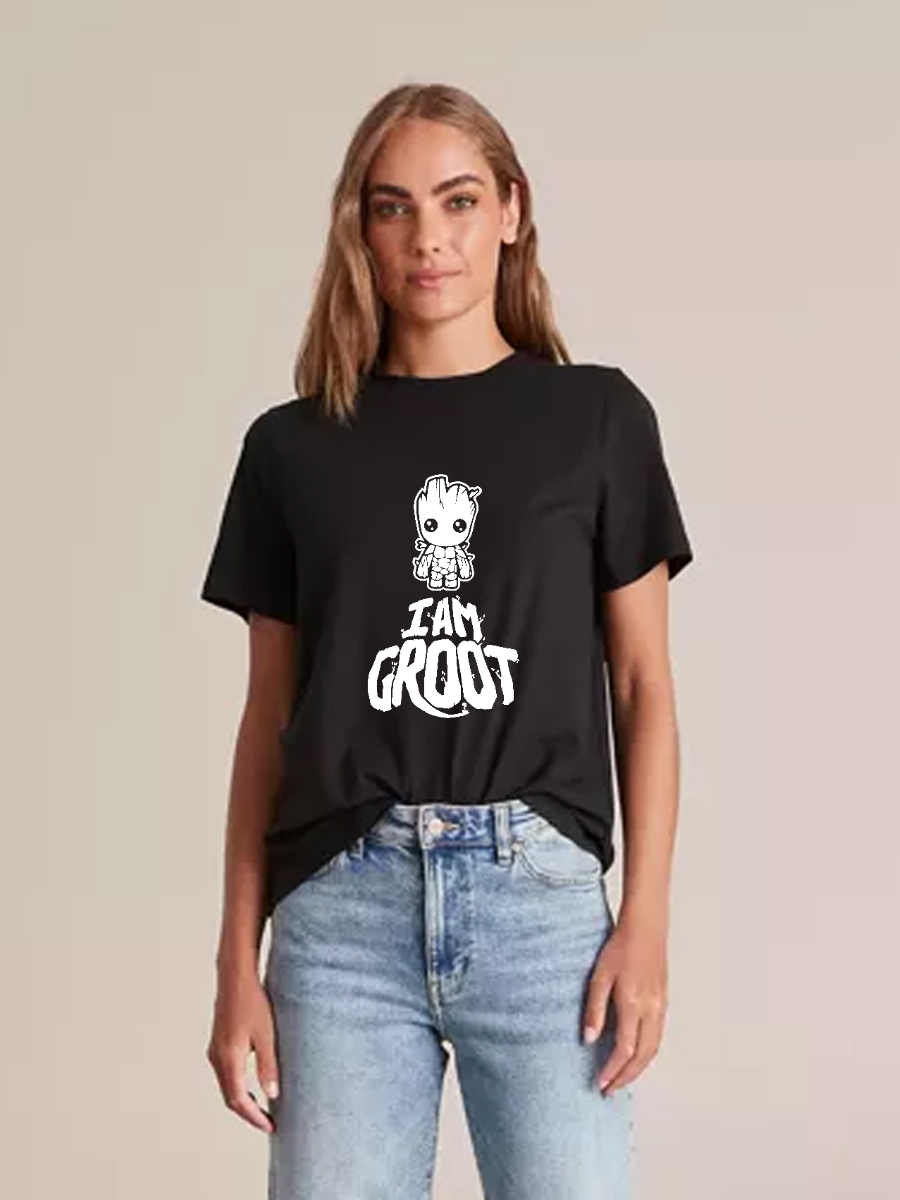 Women's Casual Groot Marvel Printed Round Neck Short Sleeve T-Shirt