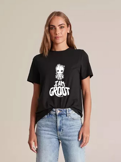 Women's Casual Groot Marvel Printed Round Neck Short Sleeve T-Shirt