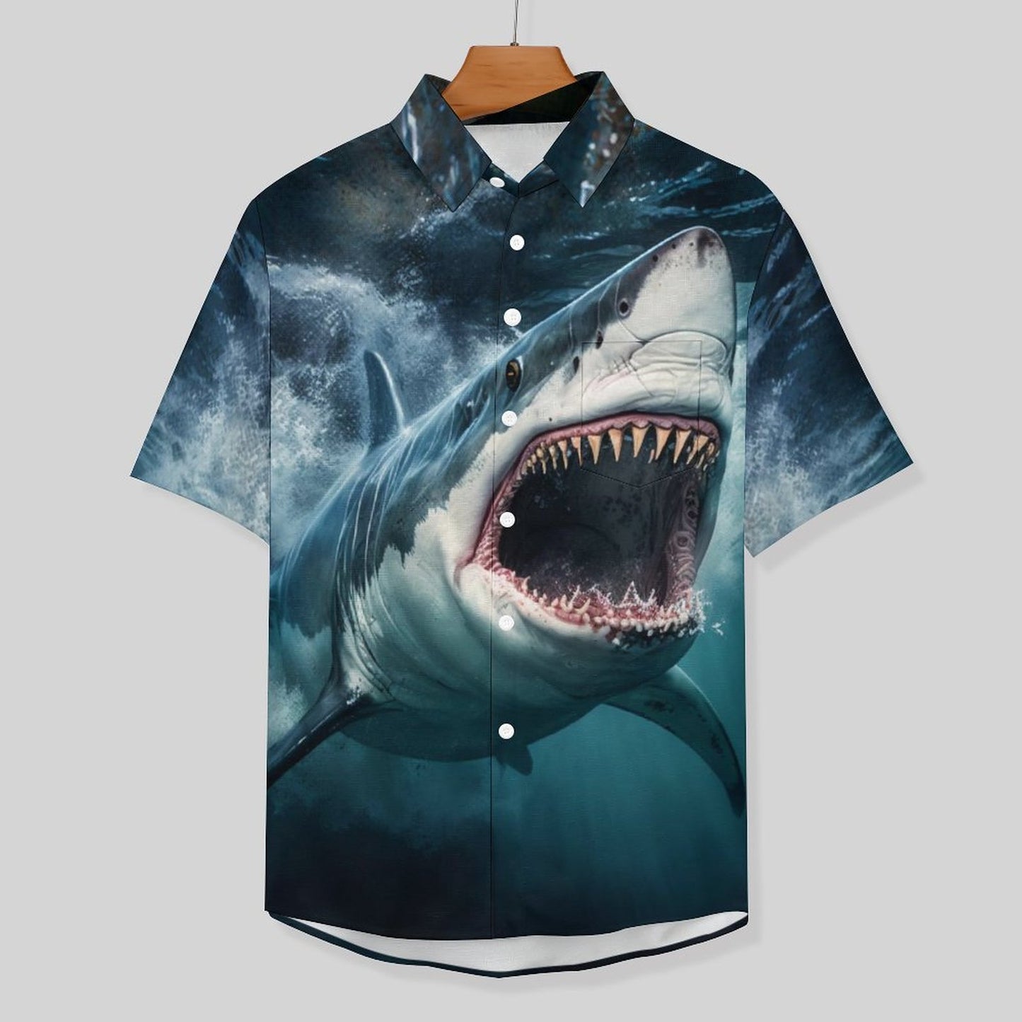 Men's Shark Painted Art Print Vacation Hawaiian Shirt