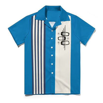 Striped Geometric Print Hawaiian Men's Casual Shirt