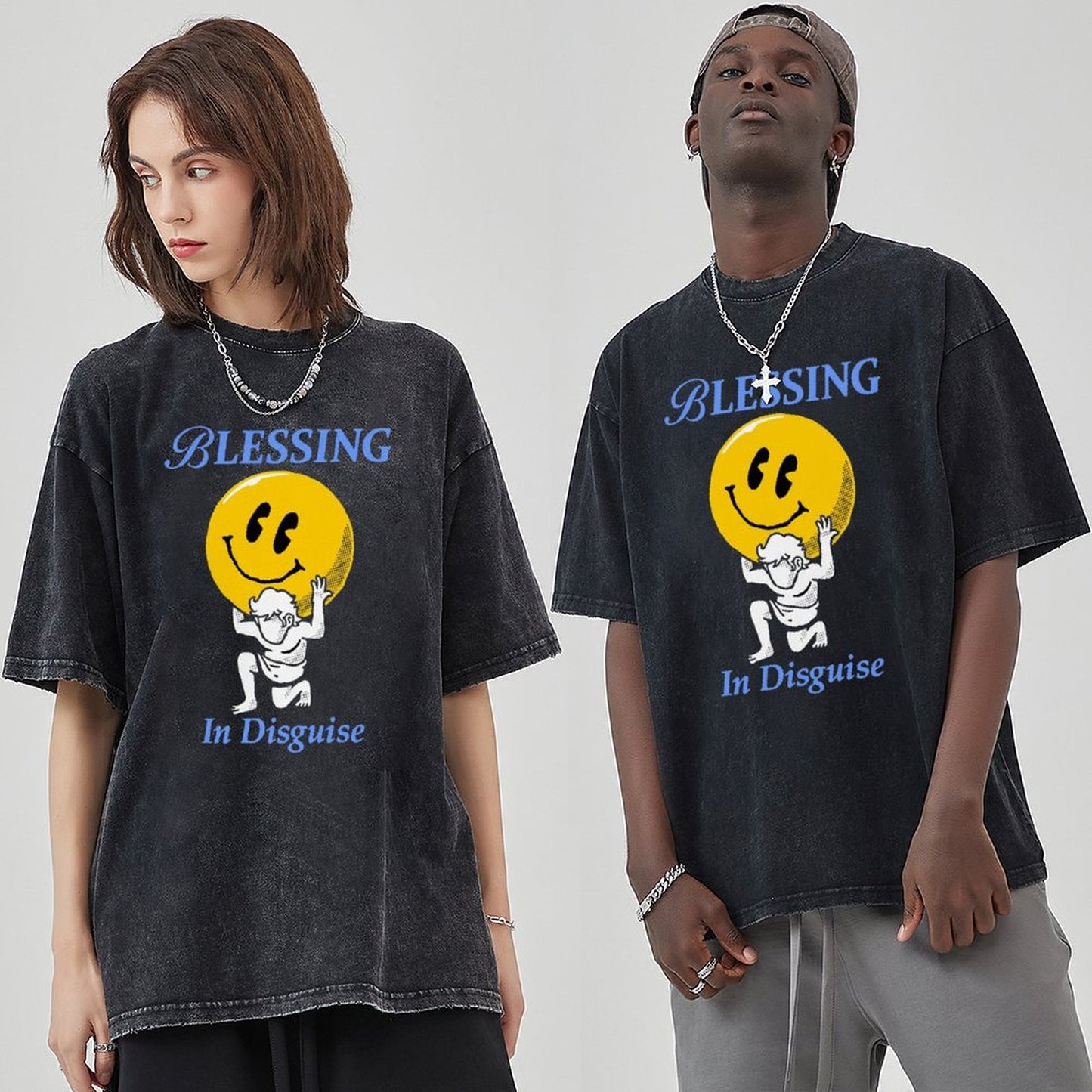 Unisex Vintage Solid Wash Denim T-Shirts 2306102105