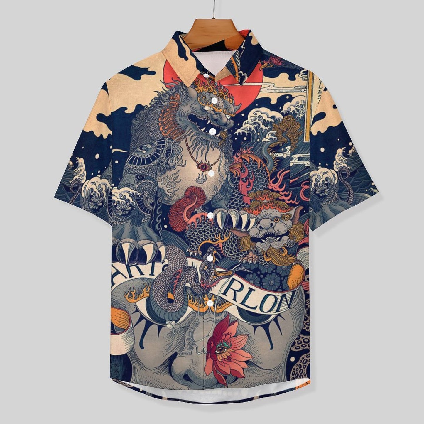 Men's Ukiyo-e Sea Life Print Vacation Hawaiian Shirt 2305106997