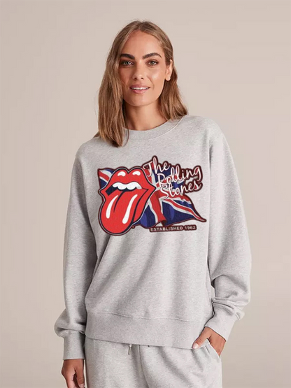 Unisex Round Neck Casual Printed Long Sleeve Sweatshirt