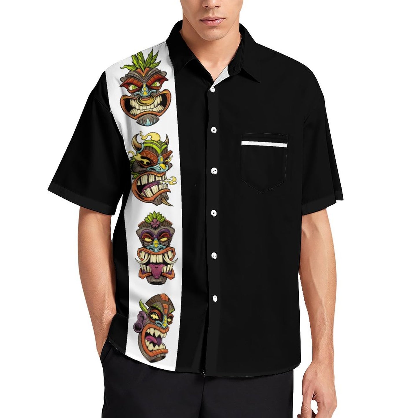 Men's TIKI Print Casual Short Sleeve Shirt 2306102576