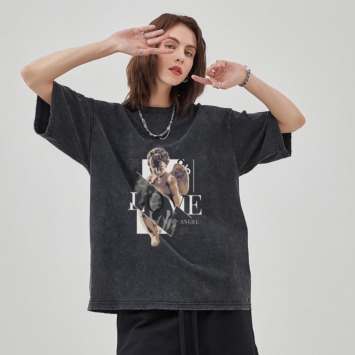 Unisex Vintage Solid Wash T-Shirts 2305102630