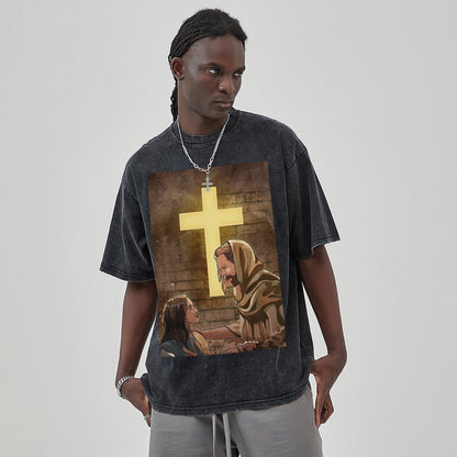 Unisex Vintage Solid Wash T-Shirts 2305103964