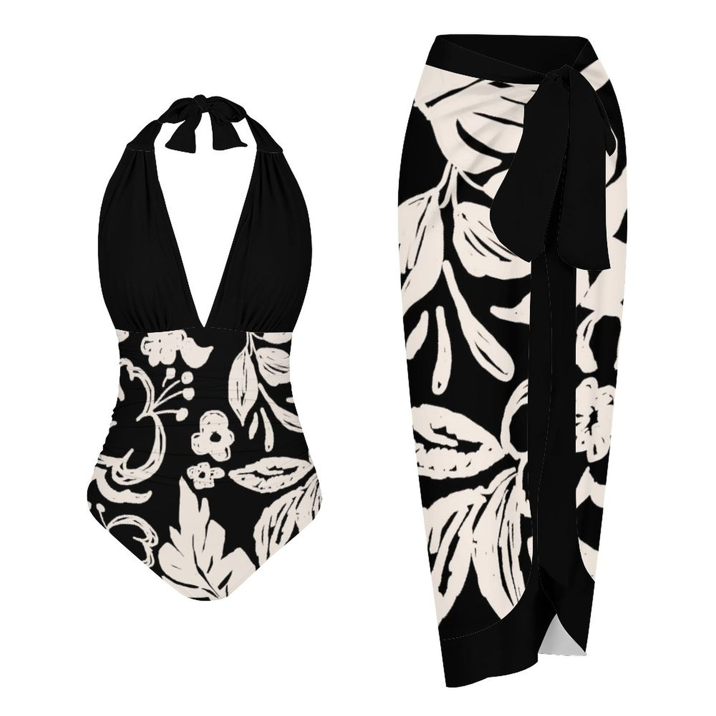 Casual Printed One Piece Swimsuit And Cover Up 2306102173