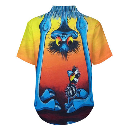 Men's Ostrich Painted Print Vacation Hawaiian Shirt